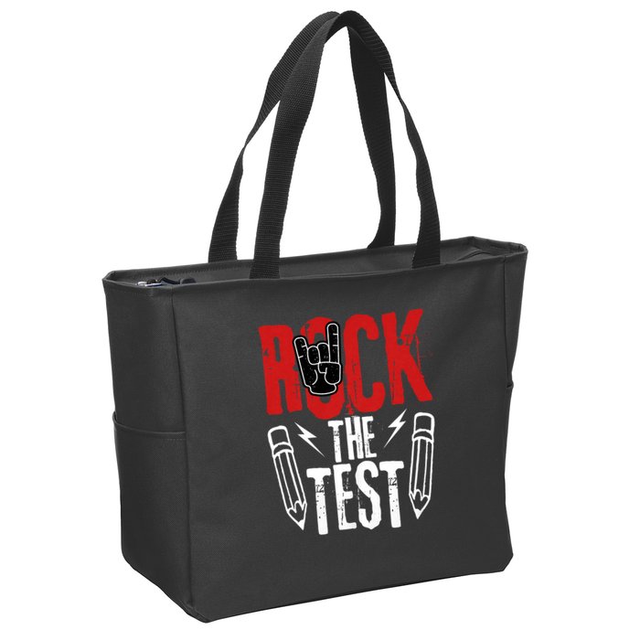 Test Day Rock The Funny Metal Teacher Student Testing Exam Zip Tote Bag