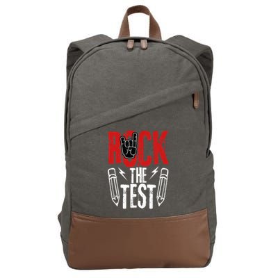 Test Day Rock The Funny Metal Teacher Student Testing Exam Cotton Canvas Backpack