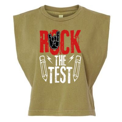 Test Day Rock The Funny Metal Teacher Student Testing Exam Garment-Dyed Women's Muscle Tee
