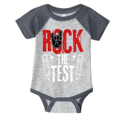 Test Day Rock The Funny Metal Teacher Student Testing Exam Infant Baby Jersey Bodysuit