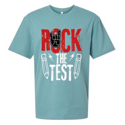 Test Day Rock The Funny Metal Teacher Student Testing Exam Sueded Cloud Jersey T-Shirt
