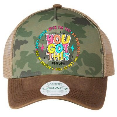 Test Day Rock The Test Teacher Testing Day You Got This Legacy Tie Dye Trucker Hat