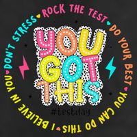 Test Day Rock The Test Teacher Testing Day You Got This 7 Panel Mesh Trucker Snapback Hat