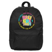 Test Day Rock The Test Teacher Testing Day You Got This 16 in Basic Backpack