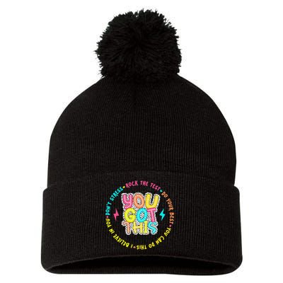 Test Day Rock The Test Teacher Testing Day You Got This Pom Pom 12in Knit Beanie