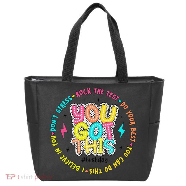 Test Day Rock The Test Teacher Testing Day You Got This Zip Tote Bag