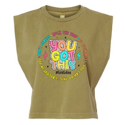 Test Day Rock The Test Teacher Testing Day You Got This Garment-Dyed Women's Muscle Tee