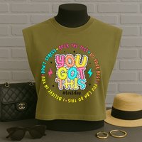 Test Day Rock The Test Teacher Testing Day You Got This Garment-Dyed Women's Muscle Tee