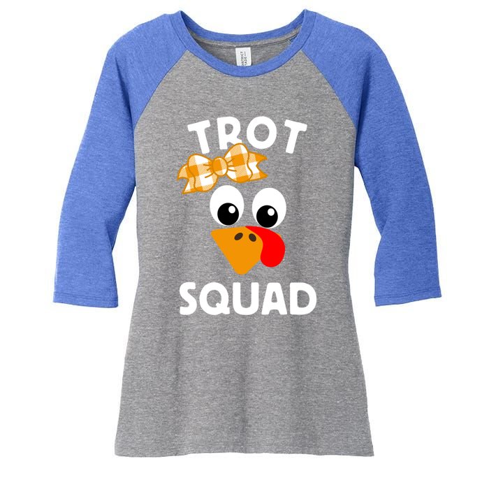 Thanksgiving Day Running Turkey Trot Squad Gift Women's Tri-Blend 3/4-Sleeve Raglan Shirt