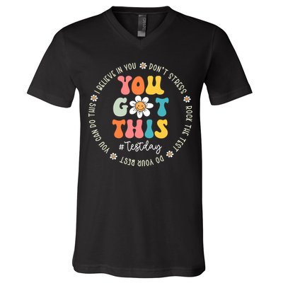 Test Day Rock The Test Teacher Testing Day You Got This V-Neck T-Shirt