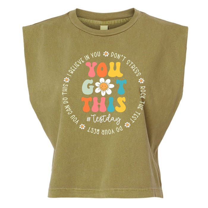 Test Day Rock The Test Teacher Testing Day You Got This Garment-Dyed Women's Muscle Tee
