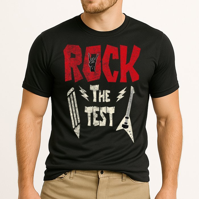 Test Day Rock The Funny Rock Teacher Student Testing Exam Performance Shirt