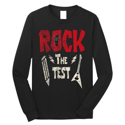 Test Day Rock The Funny Rock Teacher Student Testing Exam Long Sleeve Shirt