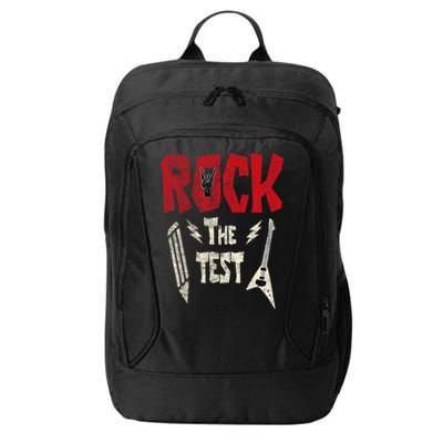Test Day Rock The Funny Rock Teacher Student Testing Exam City Backpack