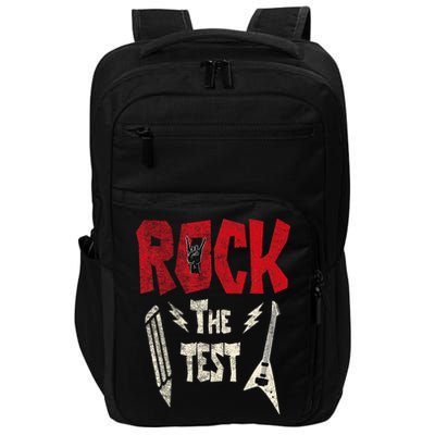 Test Day Rock The Funny Rock Teacher Student Testing Exam Impact Tech Backpack