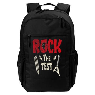 Test Day Rock The Funny Rock Teacher Student Testing Exam Backpack