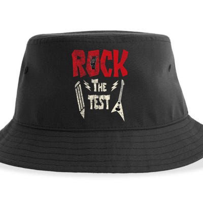 Test Day Rock The Funny Rock Teacher Student Testing Exam Sustainable Bucket Hat