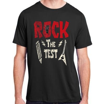 Test Day Rock The Funny Rock Teacher Student Testing Exam Adult ChromaSoft Performance T-Shirt