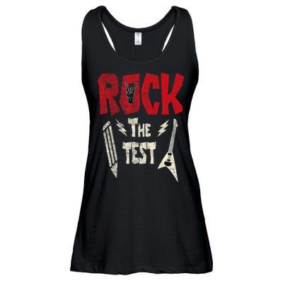 Test Day Rock The Funny Rock Teacher Student Testing Exam Ladies Essential Flowy Tank