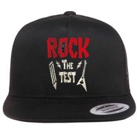Test Day Rock The Funny Rock Teacher Student Testing Exam Flat Bill Trucker Hat