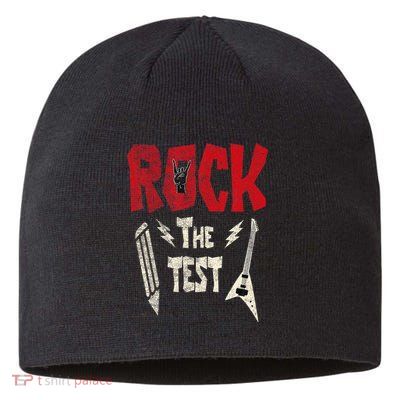 Test Day Rock The Funny Rock Teacher Student Testing Exam Sustainable Beanie