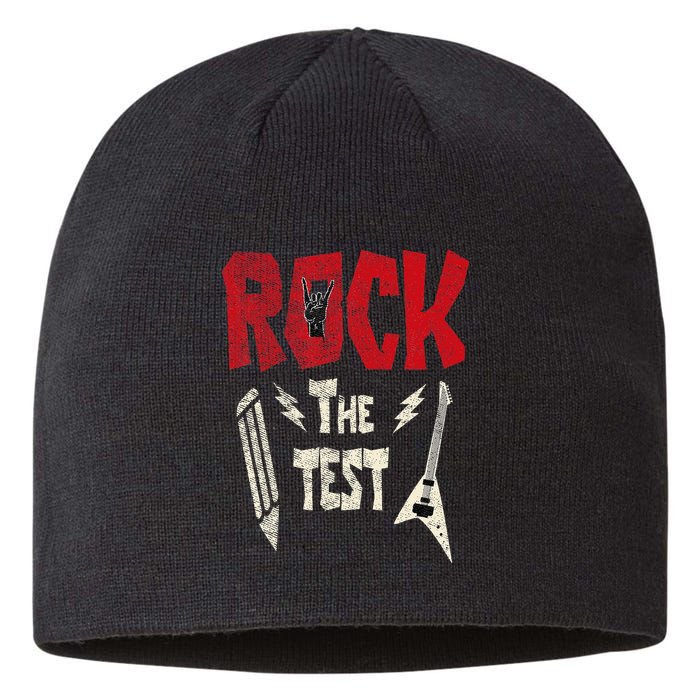 Test Day Rock The Funny Rock Teacher Student Testing Exam Sustainable Beanie