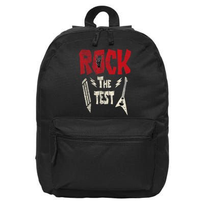 Test Day Rock The Funny Rock Teacher Student Testing Exam 16 in Basic Backpack