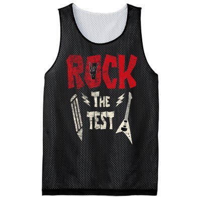 Test Day Rock The Funny Rock Teacher Student Testing Exam Mesh Reversible Basketball Jersey Tank