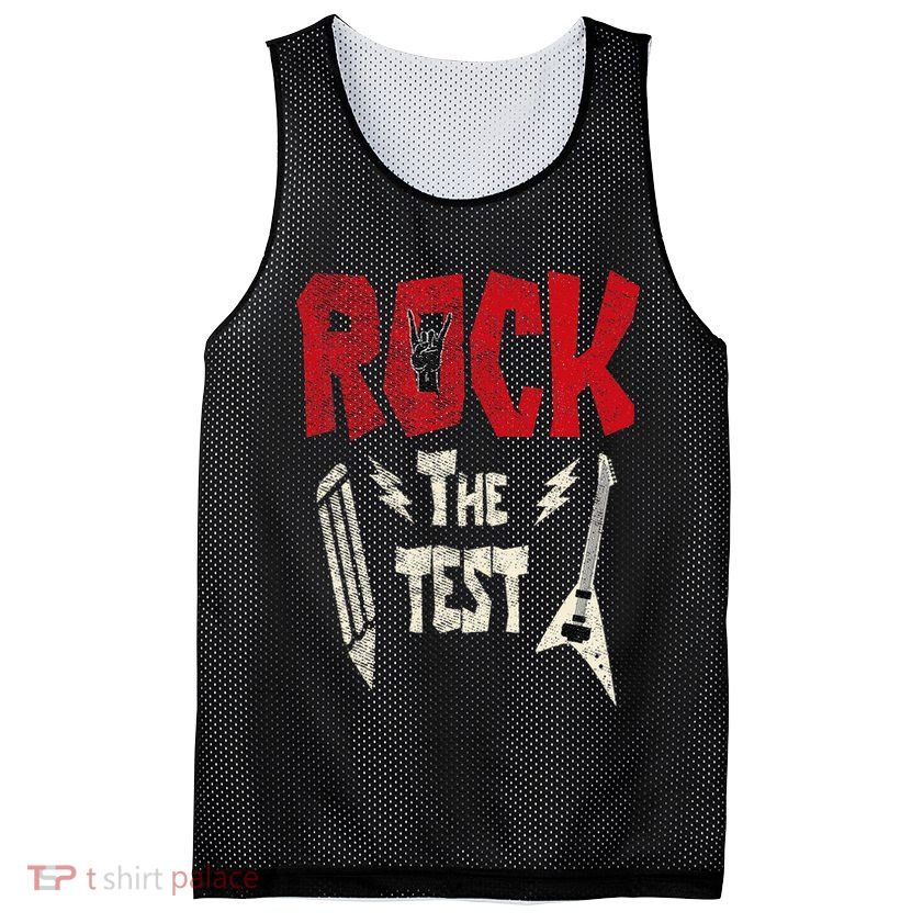 Test Day Rock The Funny Rock Teacher Student Testing Exam Mesh Reversible Basketball Jersey Tank
