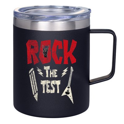 Test Day Rock The Funny Rock Teacher Student Testing Exam 12oz Stainless Steel Coffee Mug