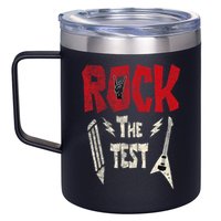 Test Day Rock The Funny Rock Teacher Student Testing Exam 12oz Stainless Steel Coffee Mug