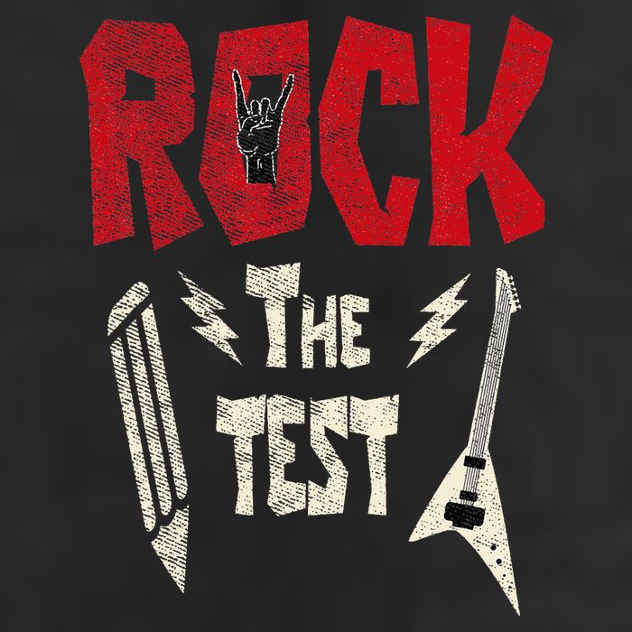 Test Day Rock The Funny Rock Teacher Student Testing Exam 12oz Stainless Steel Coffee Mug