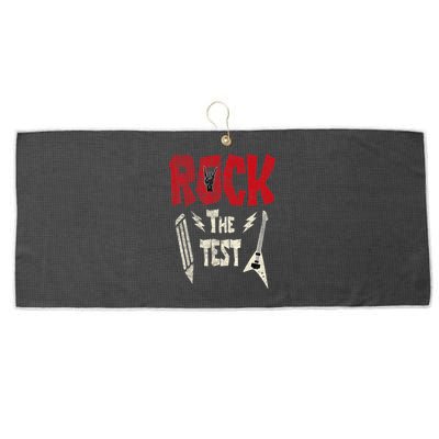Test Day Rock The Funny Rock Teacher Student Testing Exam Large Microfiber Waffle Golf Towel