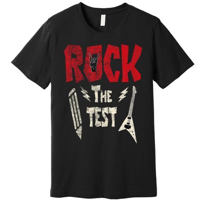 Test Day Rock The Funny Rock Teacher Student Testing Exam Premium T-Shirt