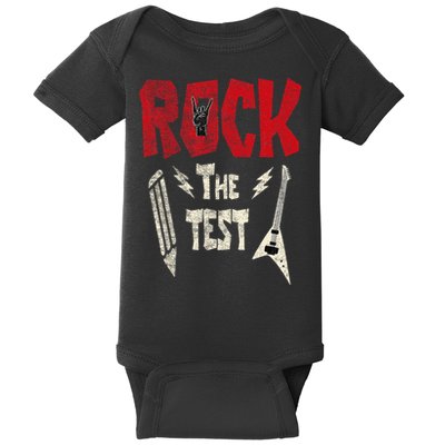Test Day Rock The Funny Rock Teacher Student Testing Exam Baby Bodysuit