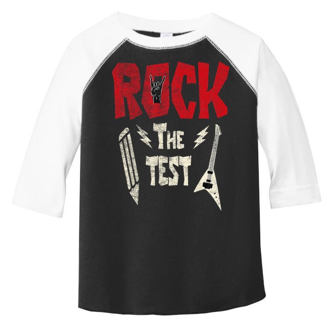 Test Day Rock The Funny Rock Teacher Student Testing Exam Toddler Fine Jersey T-Shirt