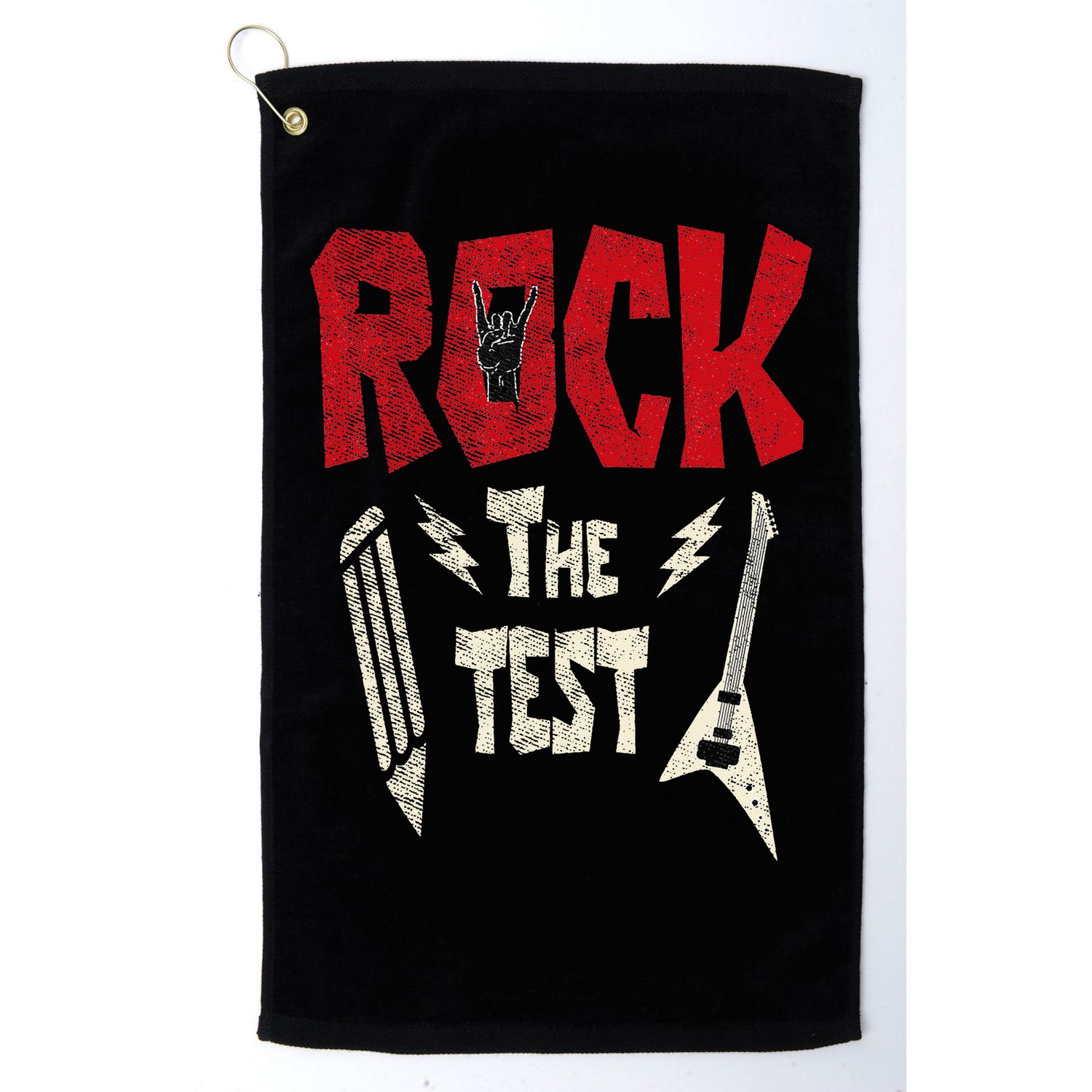Test Day Rock The Funny Rock Teacher Student Testing Exam Golf Towel