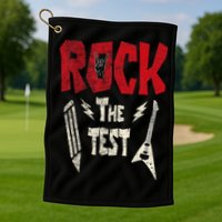 Test Day Rock The Funny Rock Teacher Student Testing Exam Golf Towel
