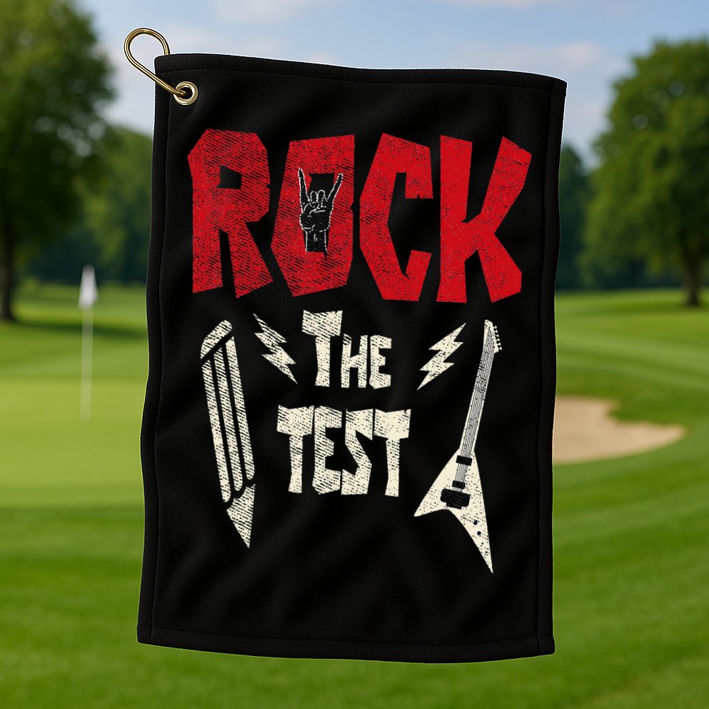Test Day Rock The Funny Rock Teacher Student Testing Exam Golf Towel