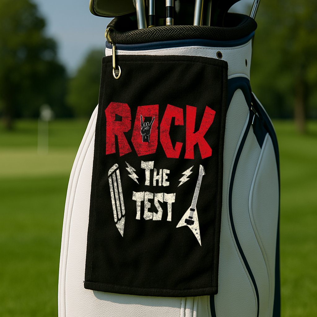 Test Day Rock The Funny Rock Teacher Student Testing Exam Golf Towel