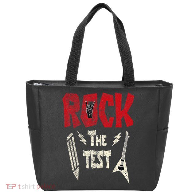 Test Day Rock The Funny Rock Teacher Student Testing Exam Zip Tote Bag