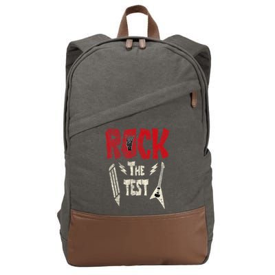 Test Day Rock The Funny Rock Teacher Student Testing Exam Cotton Canvas Backpack