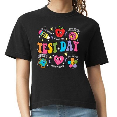 Test Day Rock The Test Testing Day Motivational Teacher Comfort Colors Boxy T-Shirt