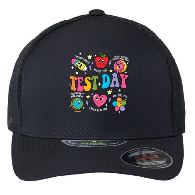 Test Day Rock The Test Testing Day Motivational Teacher Flexfit Unipanel Trucker Cap
