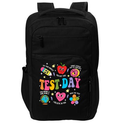 Test Day Rock The Test Testing Day Motivational Teacher Impact Tech Backpack