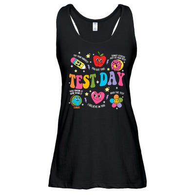 Test Day Rock The Test Testing Day Motivational Teacher Ladies Essential Flowy Tank