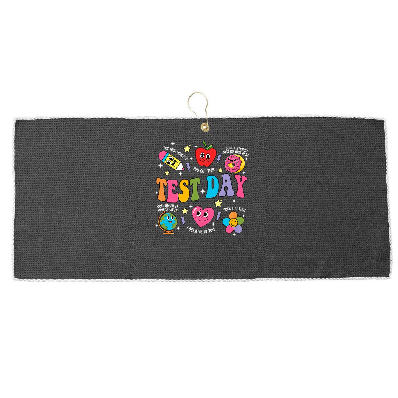 Test Day Rock The Test Testing Day Motivational Teacher Large Microfiber Waffle Golf Towel