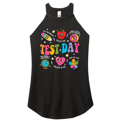 Test Day Rock The Test Testing Day Motivational Teacher Women's Perfect Tri Rocker Tank