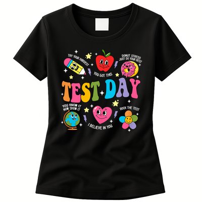 Test Day Rock The Test Testing Day Motivational Teacher Womens T-Shirt
