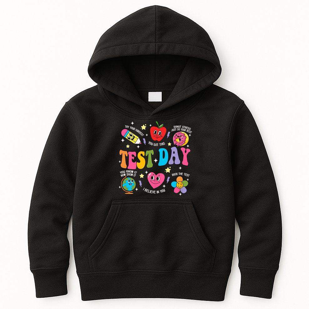 Test Day Rock The Test Testing Day Motivational Teacher Kids Hoodie